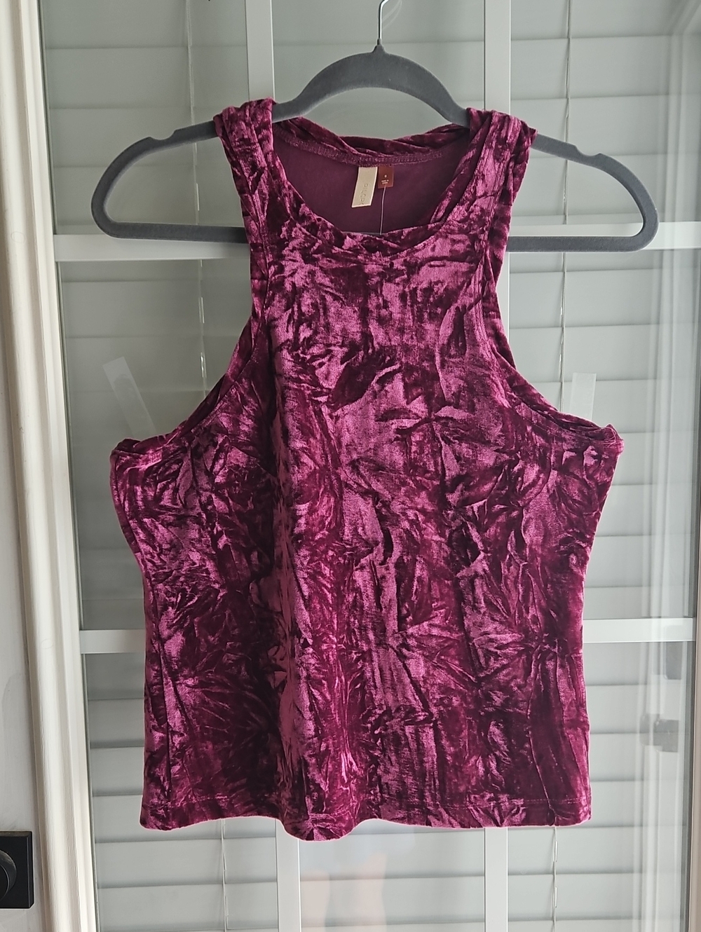 Pilcro Crushed Velvet Tank Top in Plum